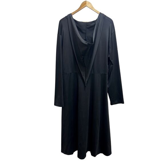 Gothic Cape Dress 2XL Black Hooded Cage Grommet Style Long Sleeve Witchy Emo - Picture 7 of 9